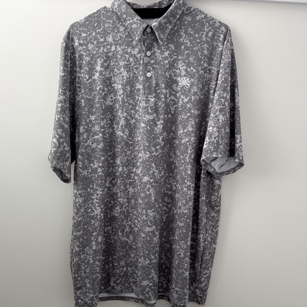 Stylish Gray Patterned Polo Shirt